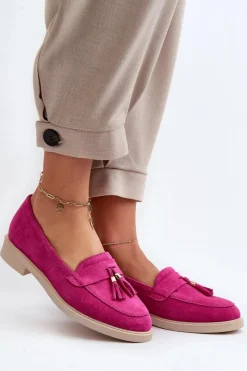 New Zazoo 3420 Zamszowe Mokasyny Damskie Na Płaskim Obcasie Fuskja Różowy