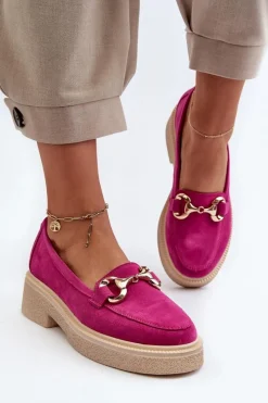 Online Zazoo 3429 Zamszowe Mokasyny Damskie Z Ozdobą Fuksja Różowy