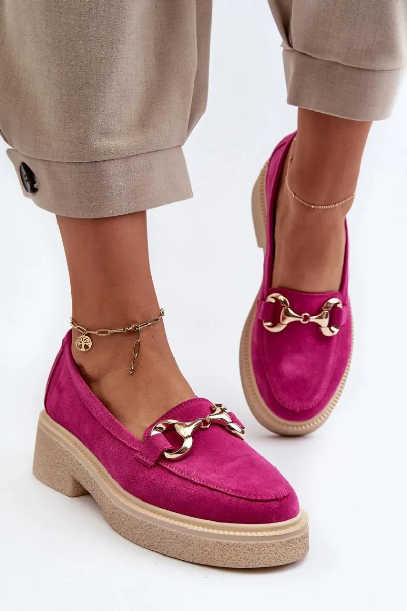 Online Zazoo 3429 Zamszowe Mokasyny Damskie Z Ozdobą Fuksja Różowy