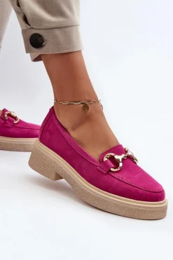 Online Zazoo 3429 Zamszowe Mokasyny Damskie Z Ozdobą Fuksja Różowy