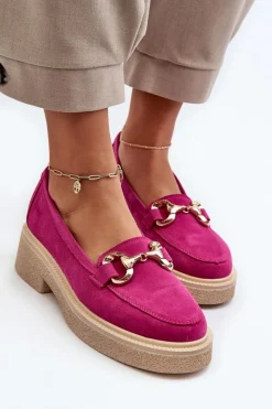 Online Zazoo 3429 Zamszowe Mokasyny Damskie Z Ozdobą Fuksja Różowy