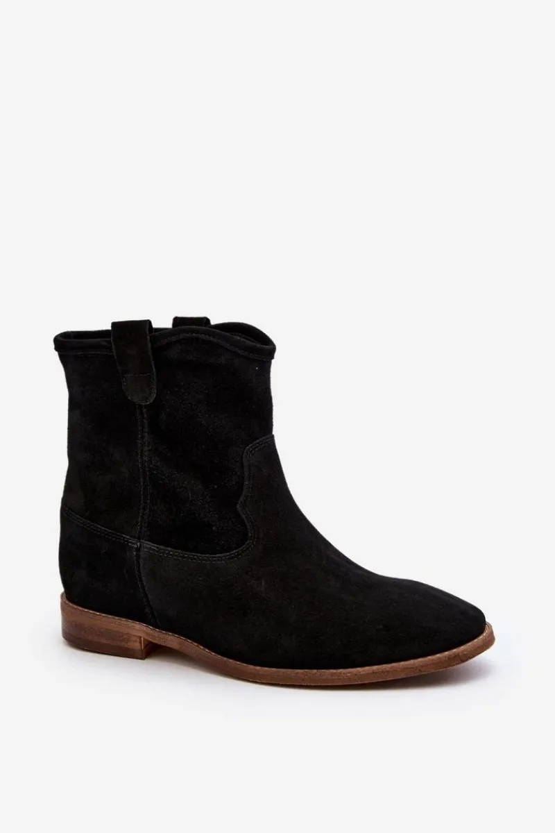 Hot Zazoo 2326 Zamszowe Wsuwane Botki Damskie Czarne