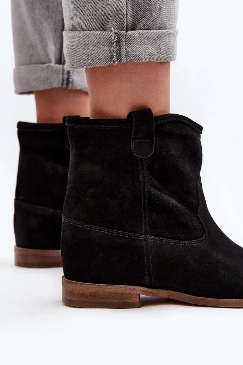 Hot Zazoo 2326 Zamszowe Wsuwane Botki Damskie Czarne