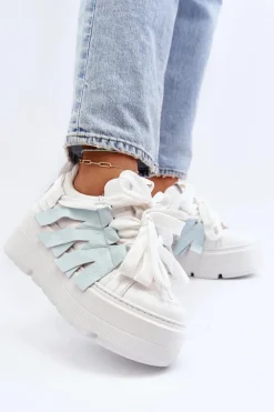 Sneakersy Damskie>Zazoo 2F-7033 Sneakersy Na Masywnej Platformie e Niebieski