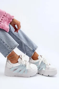 Sneakersy Damskie></noscript>Zazoo 2F-7033 Sneakersy Na Masywnej Platformie e Niebieski