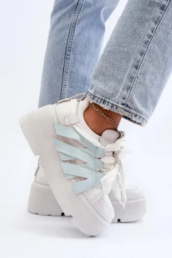 Sneakersy Damskie></noscript>Zazoo 2F-7033 Sneakersy Na Masywnej Platformie e Niebieski
