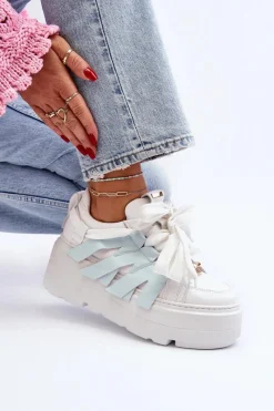 Sneakersy Damskie></noscript>Zazoo 2F-7033 Sneakersy Na Masywnej Platformie e Niebieski