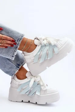 Sneakersy Damskie></noscript>Zazoo 2F-7033 Sneakersy Na Masywnej Platformie e Niebieski