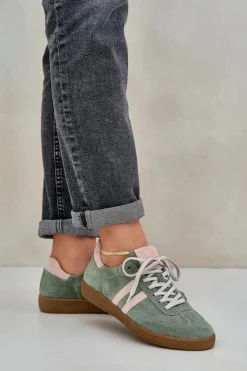 Best N1068 Zamszowe Niskie Sneakersy Damskie Zielone Damskie Sneakersy Damskie