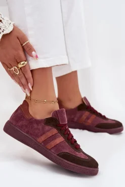 Best N1068 Zamszowe Niskie Sneakersy Damskie Bordowe Damskie Sneakersy Damskie
