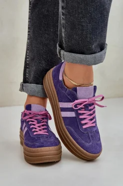 Zazoo N1068S4 Damskie Zamszowe Sneakersy Na Platformie Ciemnofioletowe Fioletowy