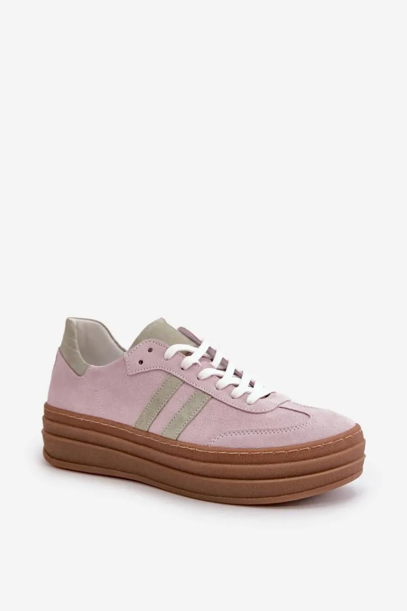 Buty Sportowe Na Platformie>Zazoo N1068S4 Damskie Zamszowe Sneakersy Na Platformie Fioletowe Fioletowy