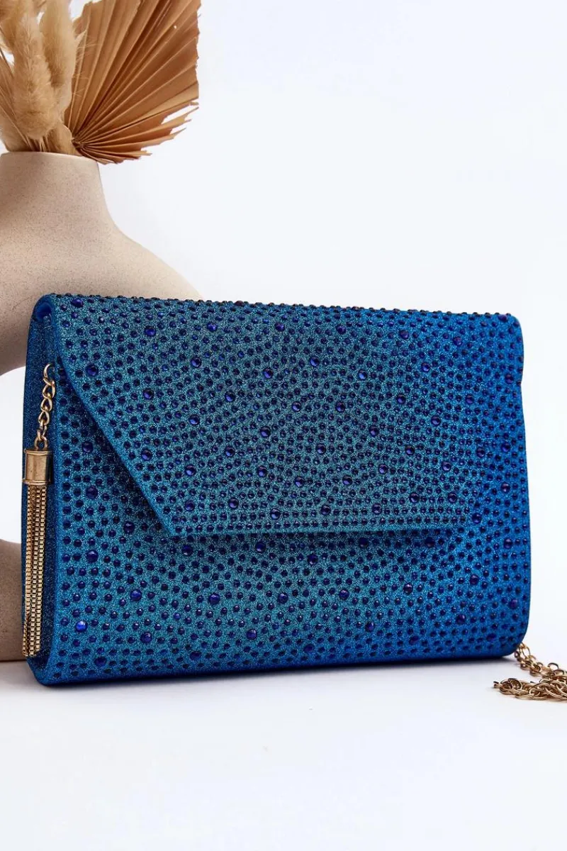 Best Zdobiona Torebka Wizytowa Kopertówka Edela Niebieska Kopertówki