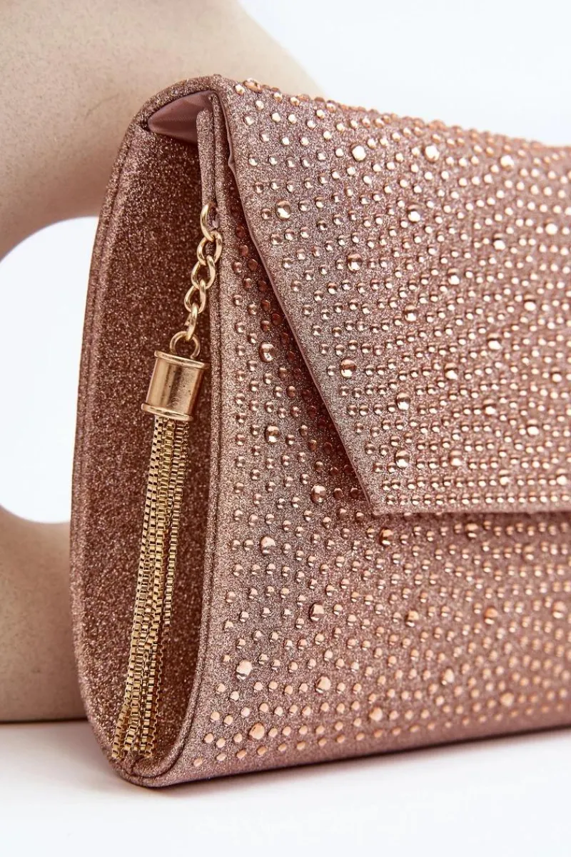 Discount Zdobiona Torebka Wizytowa Kopertówka Edela Różowe Złoto Kopertówki