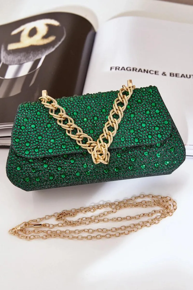 Outlet Zdobiona Torebka Wizytowa Zielona Kariti Torebki Kuferki|Kopertówki