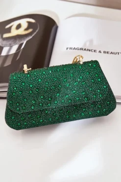 Outlet Zdobiona Torebka Wizytowa Zielona Kariti Torebki Kuferki|Kopertówki