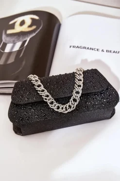 Torebki Kuferki|Kopertówki></noscript>Boto Zdobiona Torebka Wizytowa Czarna Kariti Czarny