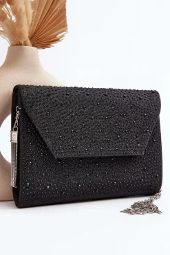 Kopertówki>Boto Zdobiona Torebka Wizytowa Kopertówka Edela Czarna