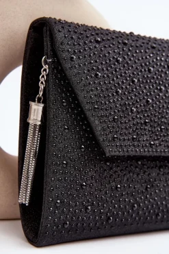 Kopertówki>Boto Zdobiona Torebka Wizytowa Kopertówka Edela Czarna