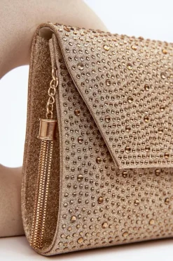 Kopertówki>Boto Zdobiona Torebka Wizytowa Kopertówka Edela Złota