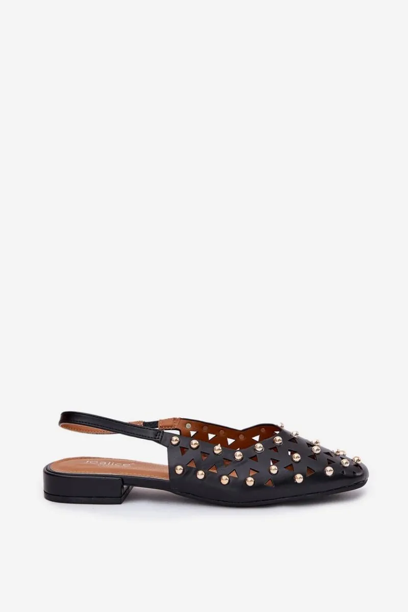 Sale Boto Zdobione Baleriny Na Płaskim Obcasie Czarne Nilarisela