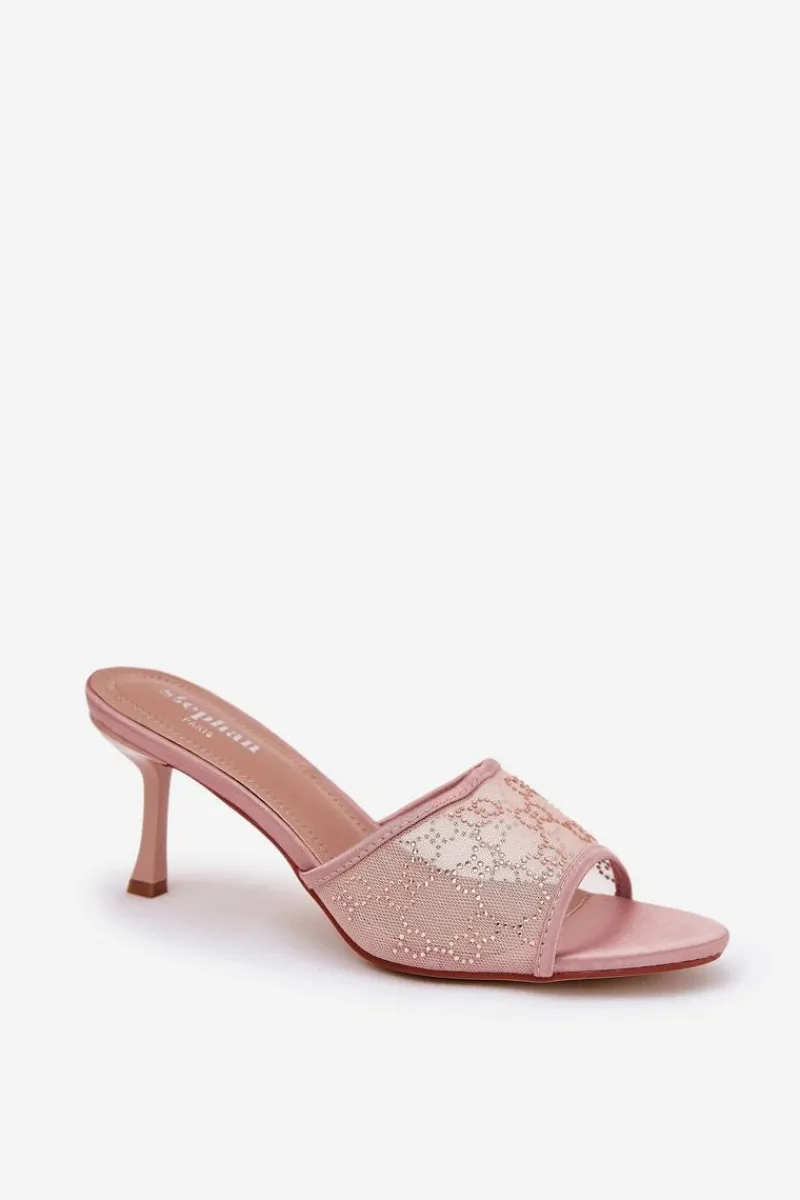 Klapki Na Obcasie|Klapki Damskie Klasyczne>Boto Zdobione Klapki Na Szpilce Szampańskie Ennoriel Złoty