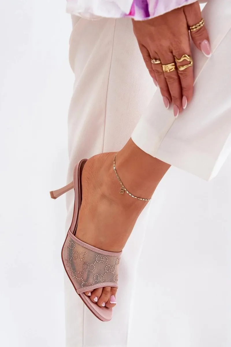 Klapki Na Obcasie|Klapki Damskie Klasyczne>Boto Zdobione Klapki Na Szpilce Szampańskie Ennoriel Złoty