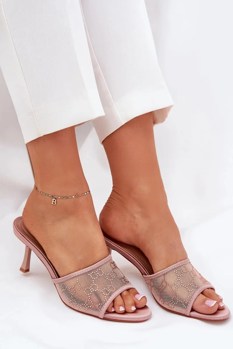 Klapki Na Obcasie|Klapki Damskie Klasyczne>Boto Zdobione Klapki Na Szpilce Szampańskie Ennoriel Złoty