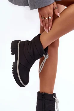 Śniegowce Damskie|Damskie Trapery>Boto Zdobione Śniegowce Na Płaskim Obcasie Czarne Plotia