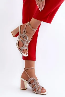 Sandały Na Słupku|Sandały Na Obcasie><noscript><img width=