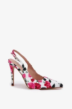 Sale Boto Zdobione Sandały Na Szpilce W Róże Białe Vevessa
