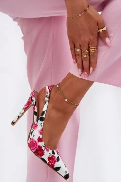 Sale Boto Zdobione Sandały Na Szpilce W Róże Białe Vevessa