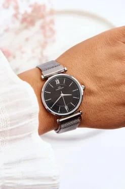 Best Boto Zegarek Analogowy Na Bransolecie Mesh Giorgio&Dario Srebrno-Czarny