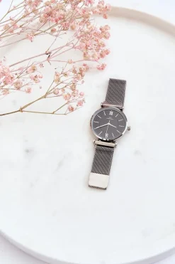 Best Boto Zegarek Analogowy Na Bransolecie Mesh Giorgio&Dario Srebrno-Czarny