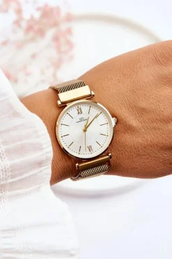 Zegarki>Boto Zegarek Analogowy Na Bransolecie Mesh Giorgio&Dario Złoto-Biały