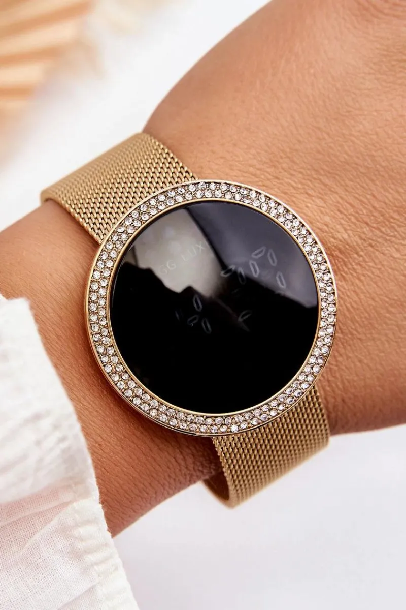 Zegarki>GG Luxe Zegarek Cyfrowy Na Bransolecie Mesh Złoty