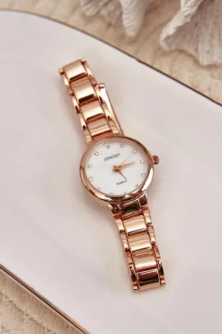 Discount Ernest Zegarek Damski Na Bransolecie Z Cyrkoniami Różowe Złoto E87006