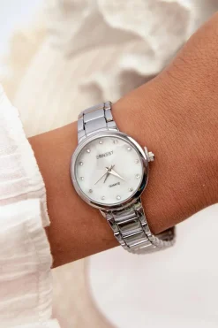 Online Zegarek Damski Na Bransolecie Z Cyrkoniami Srebrny E87006 Zegarki