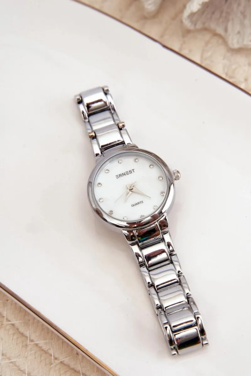 Online Zegarek Damski Na Bransolecie Z Cyrkoniami Srebrny E87006 Zegarki