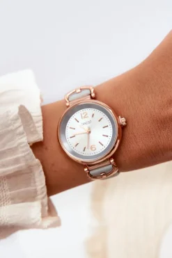 Zegarek Damski Na Cienkim Pasku Z Eko Skóry Niebieski E62027LR Zegarki