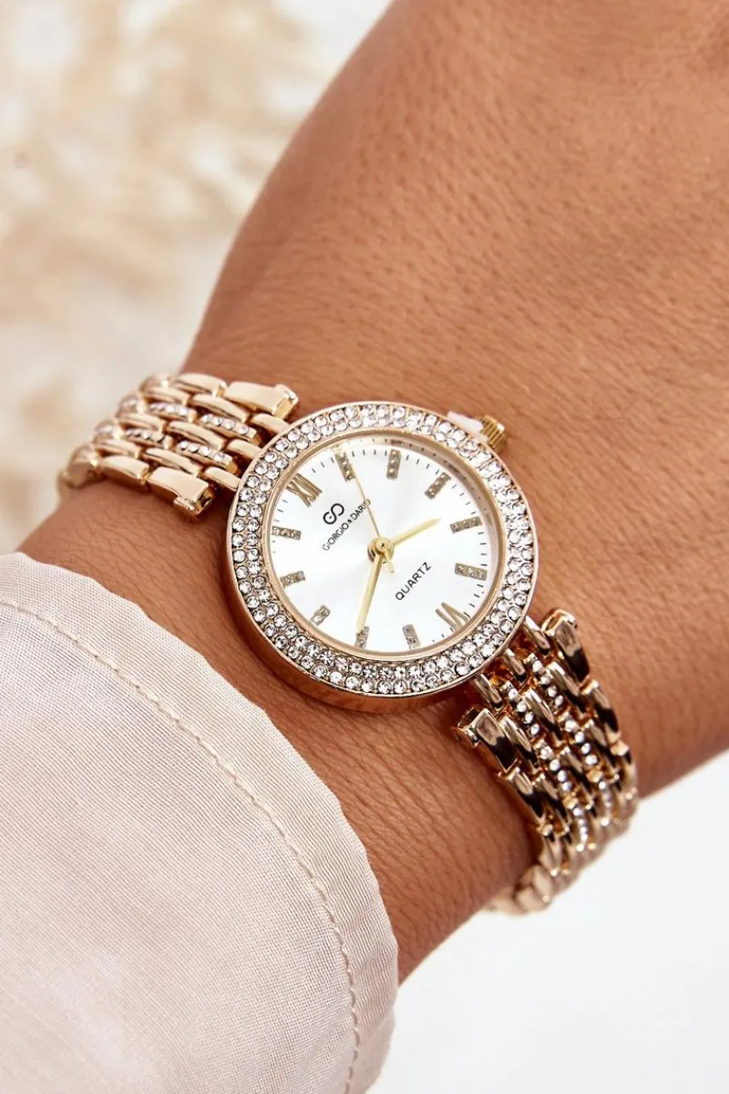 Discount Zegarek Damski Z Cyrkoniami Na Bransolecie Giorgio & Dario GDM3411 Złoty Zegarki