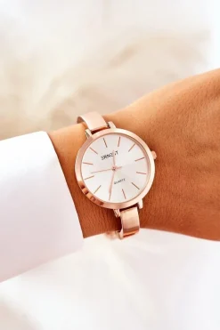 New Zegarek Na Bransolecie Różowe Złoto Zegarki