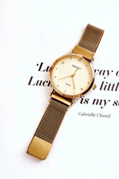Best Zegarek Na Bransolecie Mesh Bez Niklu Złoty Zegarki