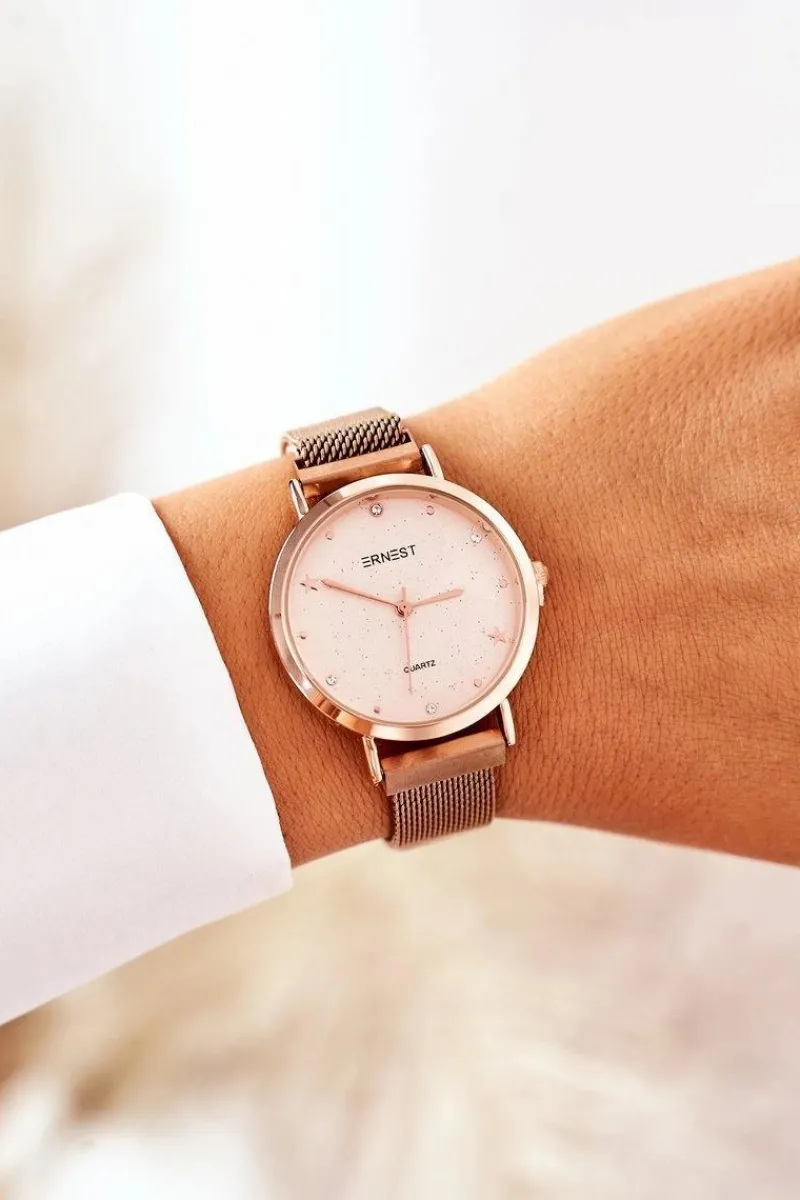 Outlet Zegarek Na Bransolecie Mesh Bez Niklu Różowe Złoto Zegarki