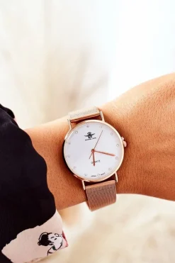 Zegarki>Michael John Zegarek Na Bransolecie Mesh Różowe Złoto