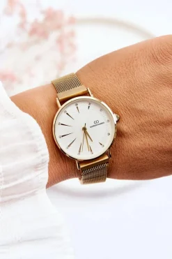 New Zegarek Na Bransolecie Mesh Złoto-Biały Zegarki