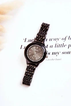 Sale Ernest Zegarek Na Bransolecie Z Cyrkoniami Czarny