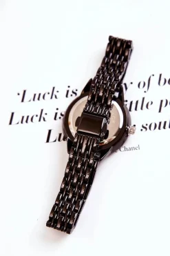 Sale Ernest Zegarek Na Bransolecie Z Cyrkoniami Czarny