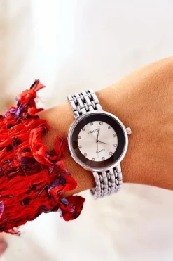 New Zegarek Na Bransolecie Z Cyrkoniami Srebrny Zegarki