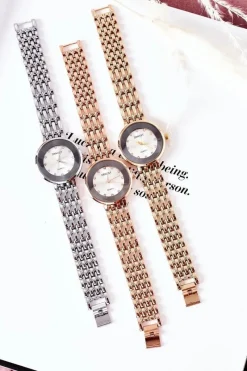 New Zegarek Na Bransolecie Z Cyrkoniami Srebrny Zegarki